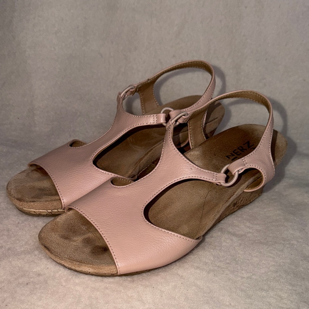 Naturalizer Pink Wedge Cork Sandals Maura-N Women’s Size 7.5